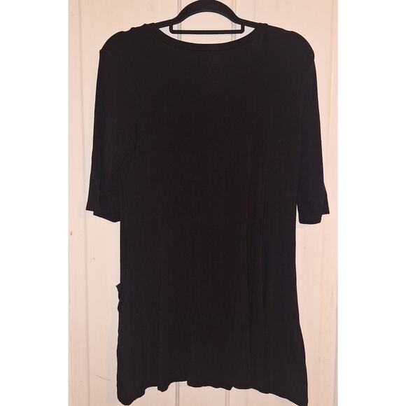 Popana Made In USA Size Large Tunic Length Black Blouse Top Shirt Whimsygoth - Picture 1 of 5